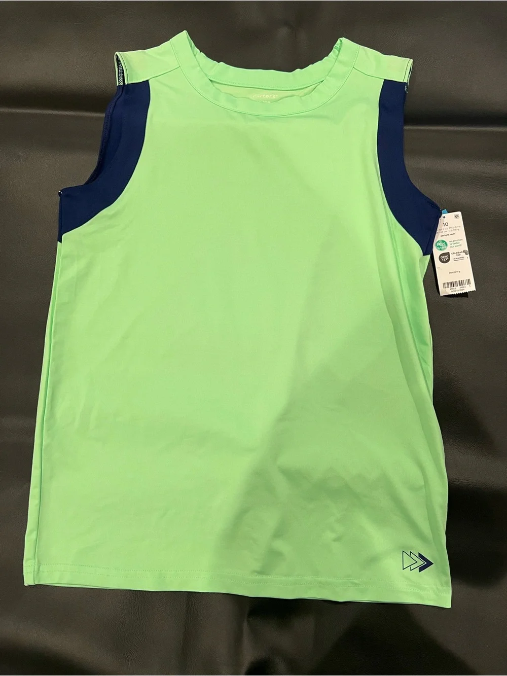 Carter's Lime Green Sleeveless Tank with Navy Panels size 10